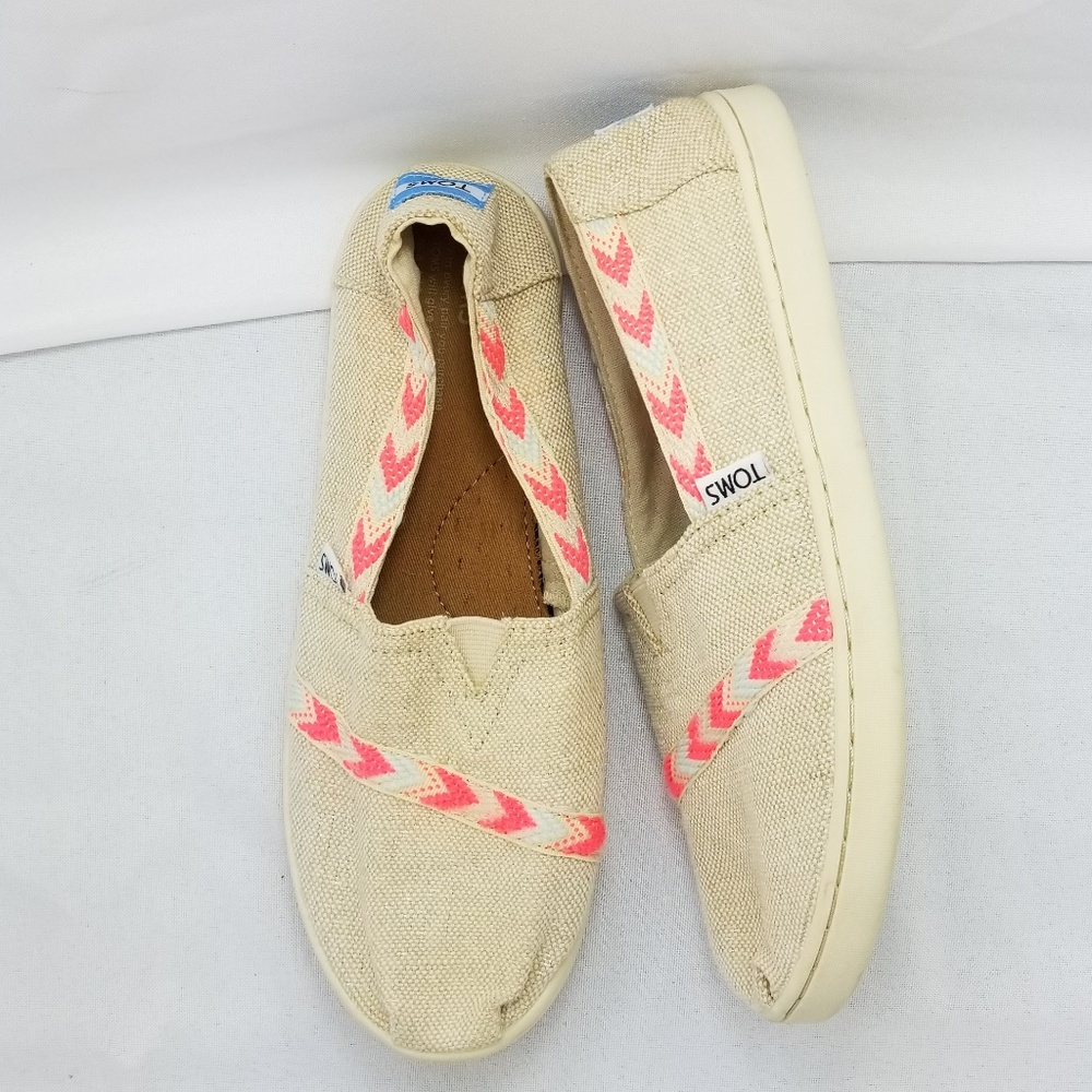 TOMS Natural Metallic Burlap Classic Alpargata Size 5Y
